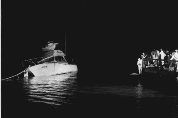 The N'Gluka, towed to Soldier's Point after the accident.