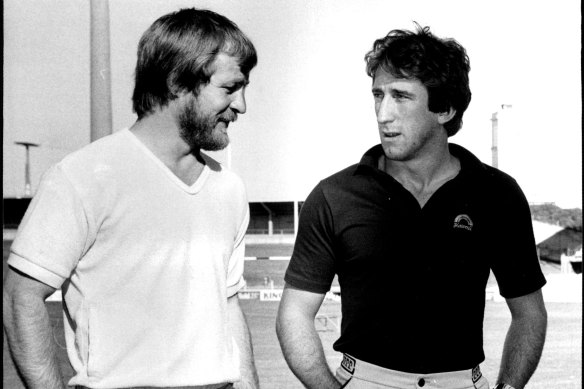 Those were the days: Tom Raudonikis and Steve Mortimer in 1981.