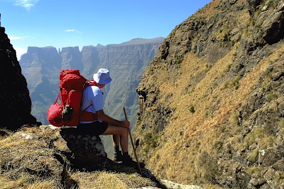 A hiker in the Drakensberg.