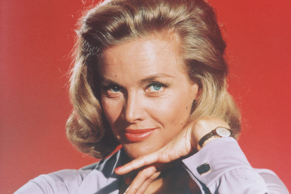 Honor Blackman in a publicity photo for the film Goldfinger, circa 1964.