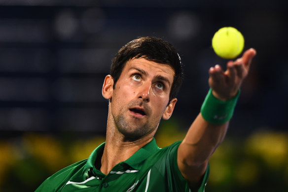 Novak Djokovic filmed himself having a hit on court in Madrid.