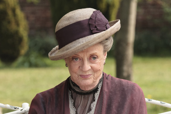 Maggie Smith as the Dowager Countess Grantham in a scene from the Downton Abbey TV show.