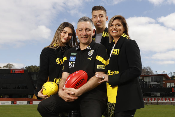 New Richmond coach Adem Yze with his children Jasmine and Noah, and wife Afijet.