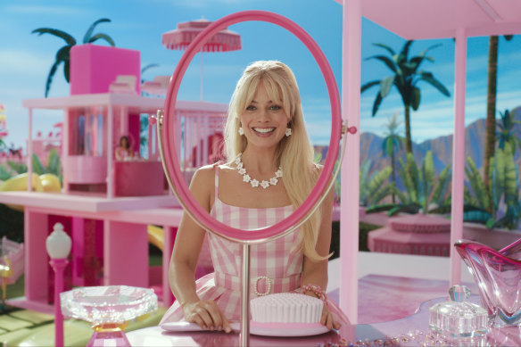 Margot Robbie in a scene from Barbie. 