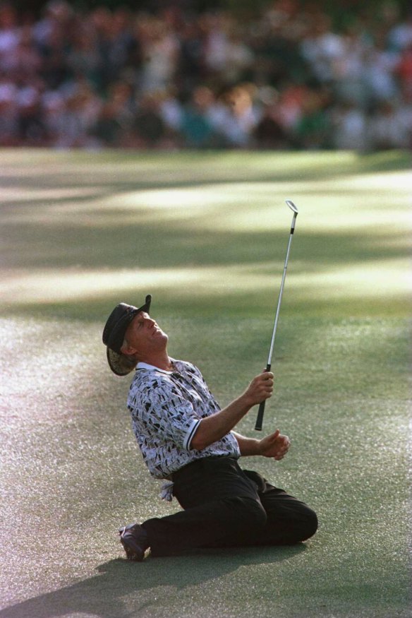 Norman facing his dramatic loss at the 1996 Masters. 