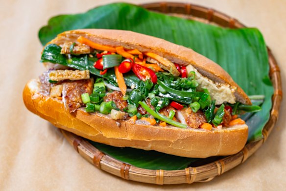 The roast pork banh mi.