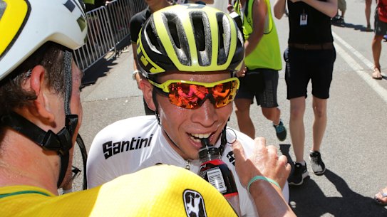 Australia's Caleb Ewan battles the heat at the 2018 Tour Down Under.