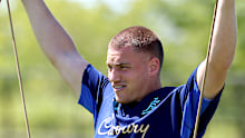 Charlie Cale warms up during a Wallabies training session.
