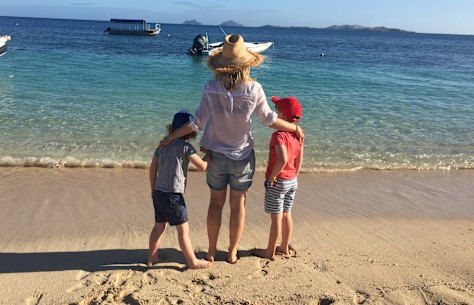 Jacinta with her children in 2016.