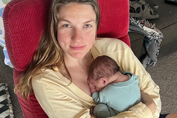Mum holding newborn