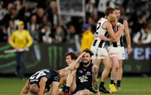 Zac Williams of the Blues looks dejected after a loss.