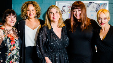 Foxtel's head of drama Penny Win, Leah Purcell, Fremantle Media's head of drama Jo Porter, Katrina Milosevic and Susie Porter at the Wentworth announcement on Wednesday. 