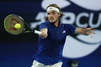 Stefanos Tsitsipas is preparing for his first-round match.