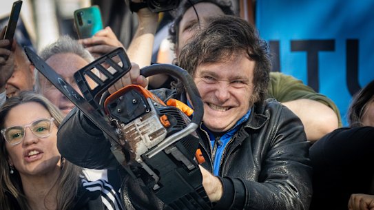 Javier Milei frequently brought a chainsaw to campaign rallies.