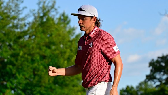 Cameron Smith celebrates his LIV Golf win in Chicago.