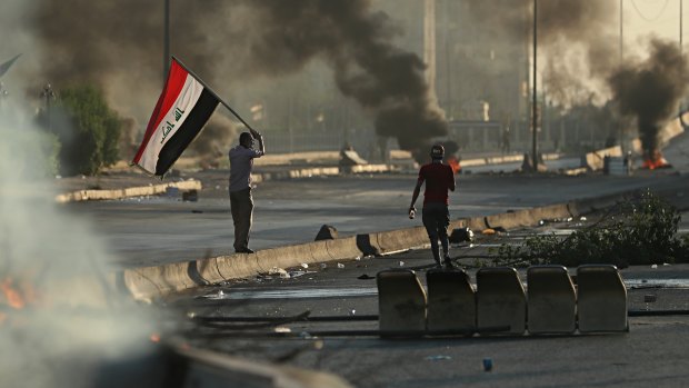 The protests were renewed at the weekend after a two-day-old curfew in Baghdad was lifted early Saturday.