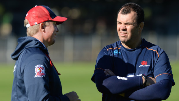 Different game, same issues: Trent Robinson and Michael Cheika.