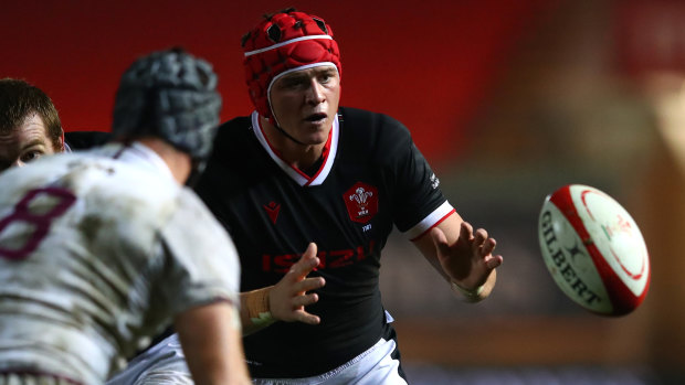 James Botham in action in the Autumn Nations Cup match between Wales and Georgia at Parc y Scarlets.