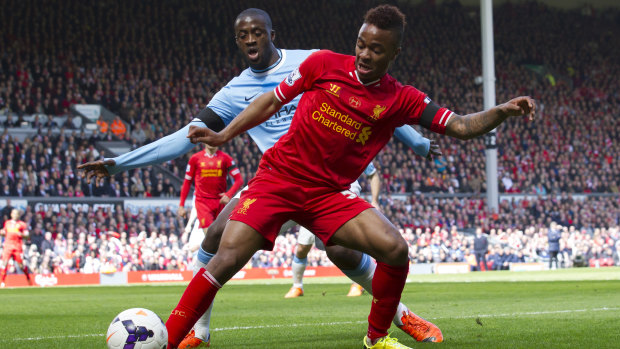 Raheem Sterling playing for Liverpool in 2014, when their Premier League title bid ended in failure.