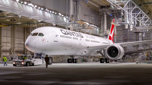 Qantas' new Boeing 787-9 Dreamliner aircraft.