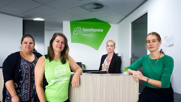 Headspace centre manager, Zora Todoroska with youth care coordinator and community engagement, Tracy Boomer with youth care coordinators Ari Wright and Helen Armstrong.