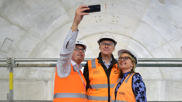Premier Daniel Andrews and Deputy Premier Jacinta Allan on a tour of the new Town Hall Station, part of the Metro Tunnel project.