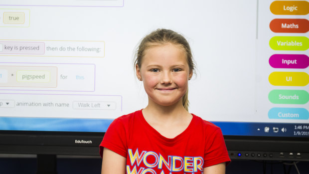 Matilda Bowen keeps busy these school holidays by learning to code.