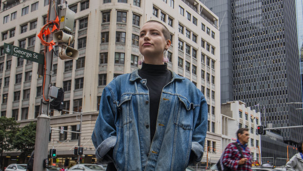 Edie Bannerman, youth ambassador for Plan International Australia, in Sydney's CBD. 