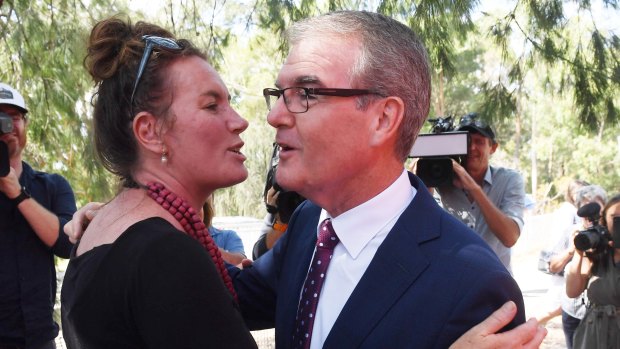 Michael Daley meets local candidate Trish Doyle at Lapstone Public School.