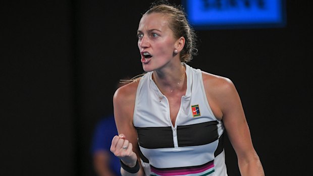 Petra Kvitova fights back to claim the second set.