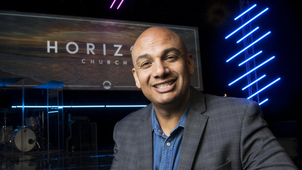 Senior Pastor Brad Bonhomme in his Sutherland church, Horizon, where the now Prime Minister Scott Morrison and his family are regular attendees.