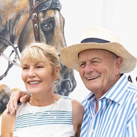 Katie Page and her husband Gerry Harvey at the Magic Millions in January.