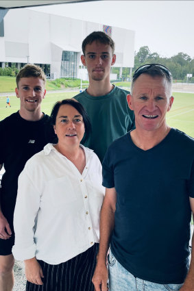 Lachie Galvin’s family (clockwise from left) brothers Matthew and Tom, mum Tracey and father James.