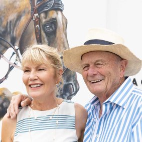 Katie Page and her husband Gerry Harvey at the Magic Millions in January.