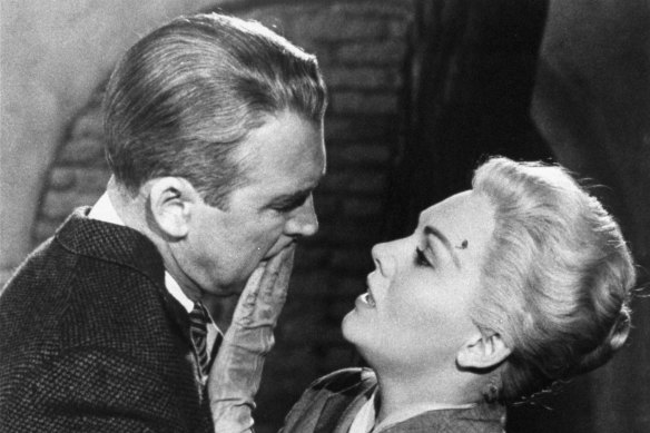 Jimmy Stewart starred with Kim Novak in Alfred Hitchcock’s 1958 film Vertigo.