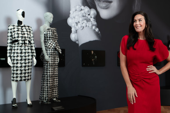 Former store ambassador Megan Gale at a preview of the David Jones archival collection donated to the Powerhouse, held at the Sydney flagship.