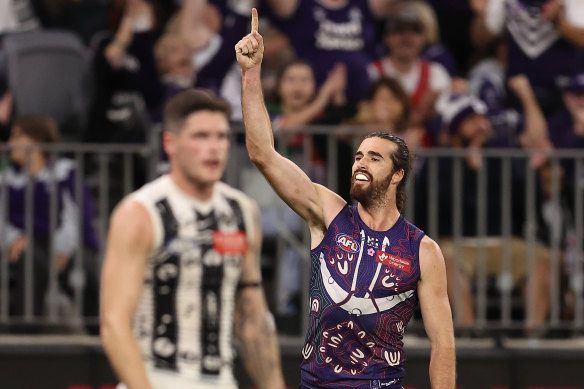 Dockers skipper Alex Pearce after his late goal.