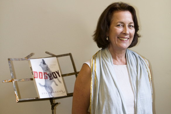 Chrissy Sharp (The Wheeler Centre) with her favourite book Dog Boy. 2010.