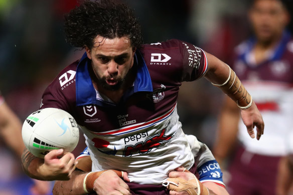 Manly forward Josh Aloiai is in England for the World Cup with Samoa.