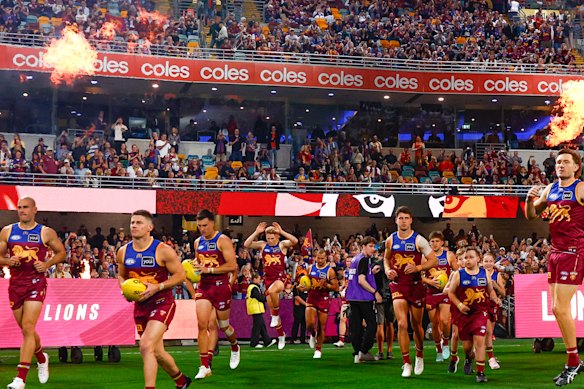 The man allegedly made the Nazi salute during the Lions v Suns game at the Gabba on Saturday.