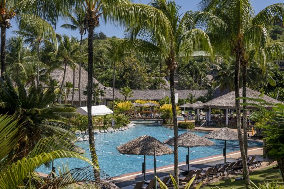 Poolside at Fiji’s Outrigger Resort.