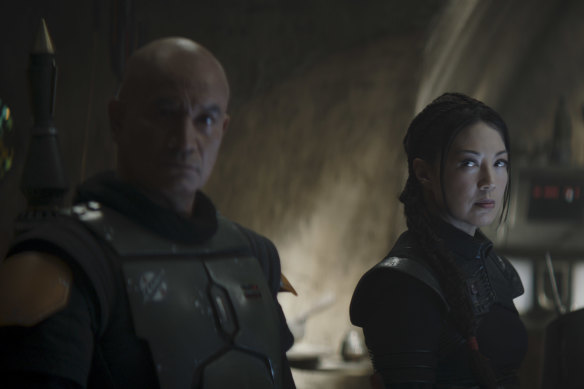 Boba Fett (Temuera Morrison) and Fennec Shand (Ming-Na Wen) in The Book of Boba Fett.