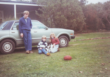 Bob Perry and two of his children, Nick and Michelle, in the 1980s when he lived at the Wettenhall property, Stanbury.  