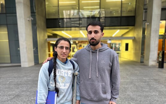 Malak Omari and Sam I’Lache outside court on Tuesday.