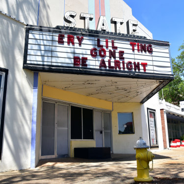 A shuttered cinema in Albany, Georgia, offers a little message of hope in bleak times.