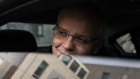 Prime Minister Scott Morrison in C1, his government car, outside Parliament House.