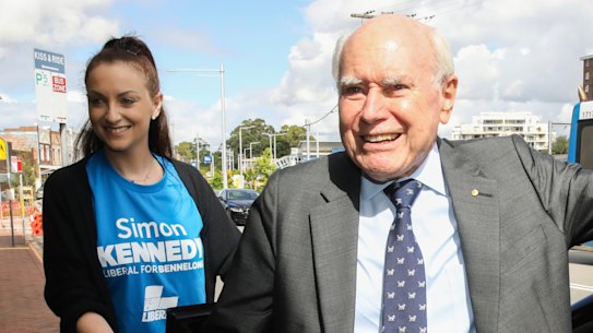 Former prime minister John howard, campaigning for the Liberal Party in his former seat of Bennelong.