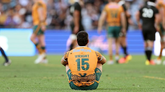 Wallabies fullback Tom Wright after Saturday’s loss to the All Blacks.