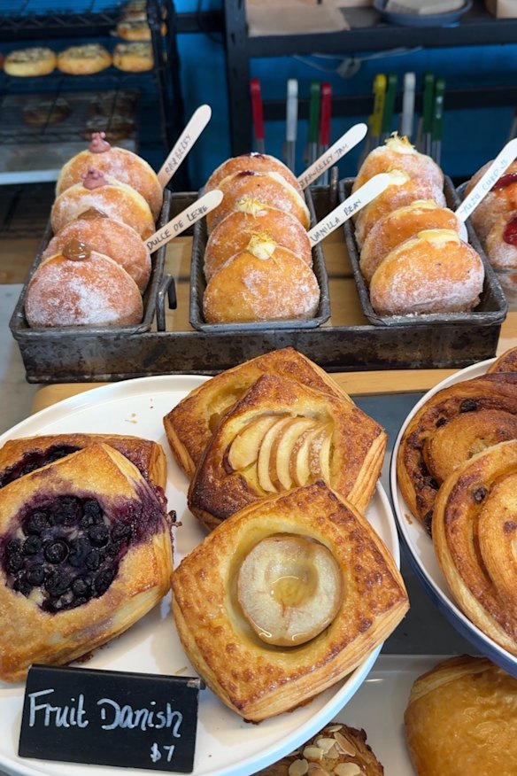 Doughnuts and fruit danishes. 