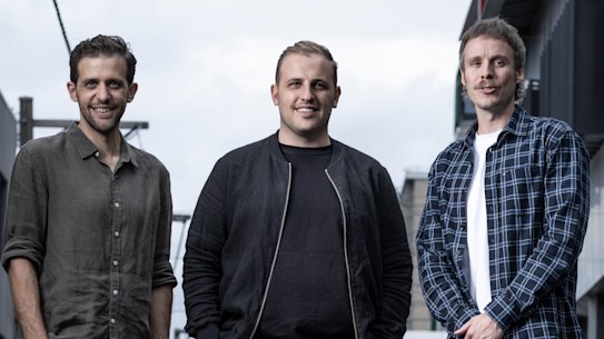 Linktree co-founders from left: Anthony Zaccaria, Alex Zaccaria and Nicky Humphreys.